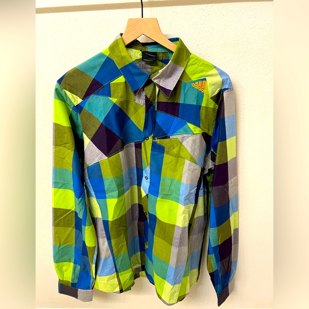Adidas outdoor men shirt in blue/green checkered